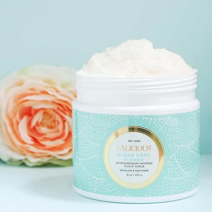 LALICIOUS Sugar Reef Moisturizing Body Scrub - Cane Sugar Body Exfoliating Body Scrubs with Coconut Oil & Honey, No Parabens (16oz)