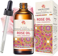 Rose Essential Oil Organic Rose Oil Essential Oils for Face, Hair, Nails, Body, Skin Care, Relaxation, Aromatherapy DIY, Diffuser, SPA Cleaning Massage, Aroma, Bath, Perfume Gift 120ml