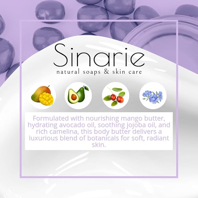 Sinarie Coconut-Free Body Butter – Ultra-Nourishing Moisturizer with Mango Butter, Avocado Oil & Jojoba Oil – Hydrating & Non-Greasy Lotion for Sensitive Skin (4 oz., Haven)