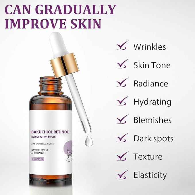 Bakuchiol Retinol Rejuvenation Serum,Venature Bakuchiol Retinol Korean, Retinol Serum for Wrinkles, Best Anti-Aging, Moisturising Skin (2PCS)