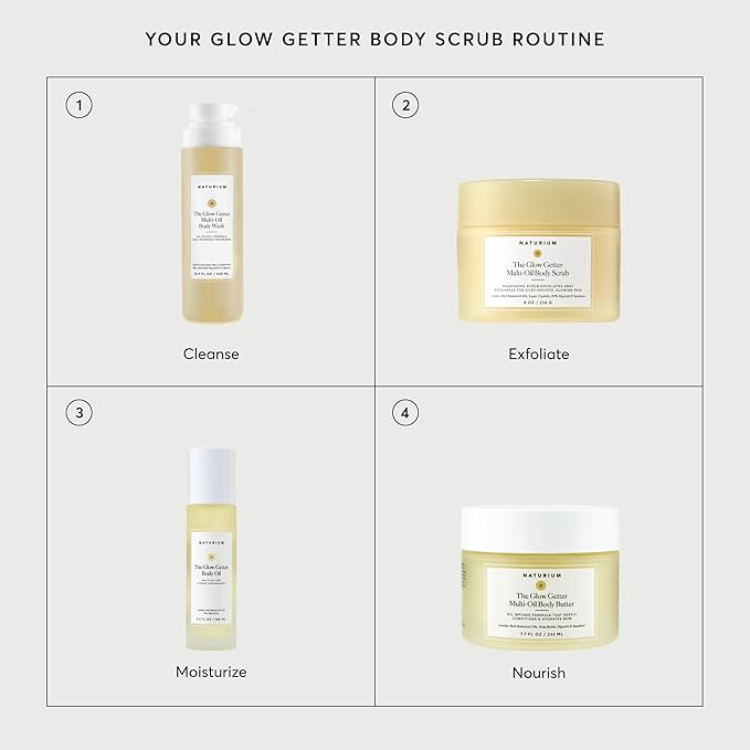 Naturium Glow Getter Body Scrub, Exfoliating Sugar Crystals with Linoleic-Rich Oils, Glycerin & Squalane, 226 g / 8 oz