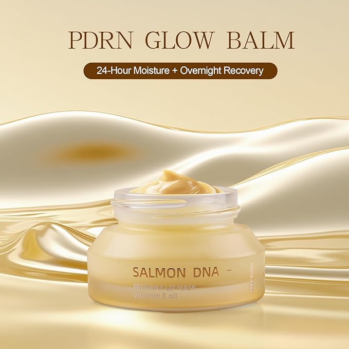 PDRN Lip Sleeping Mask Glow Balm with Salmon PDRN & Collagen - Deep Hydration, Non-Sticky Overnight + Daily Lip Care, Moisture Lock for Dry, Chapped Lips