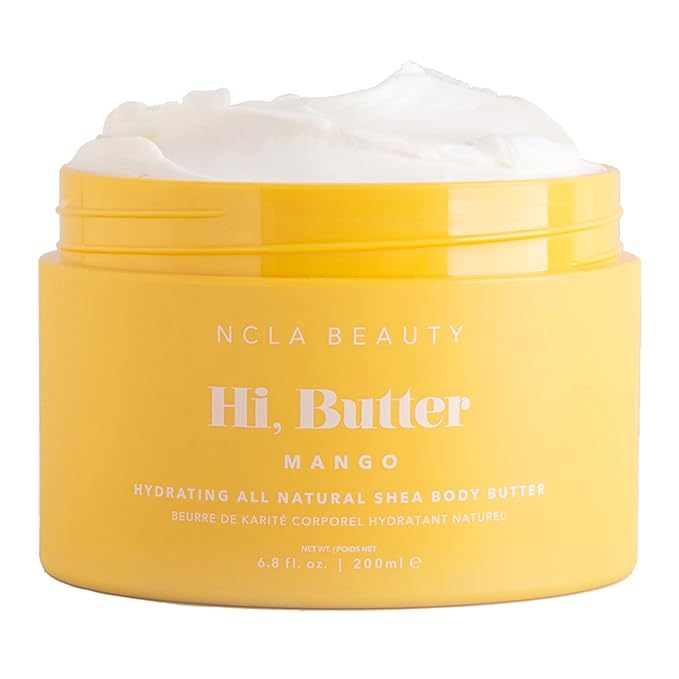 NCLA Beauty Hi Butter All Natural Body Butter - Body Moisturizer with Sunflower Oil and Shea, Cocoa, Mango Extracts - Mango Vanilla - 6.8 oz