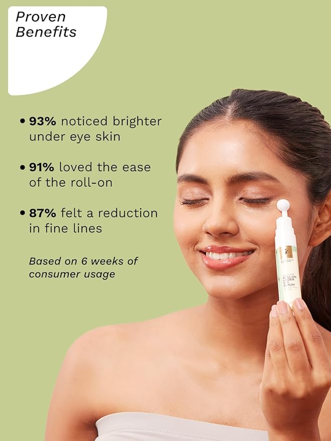 Pilgrim Squalane Roll On Under Eye Serum | Hydrating Eye Serum with Phyto Retinol & Caffeine | Reduces Dark Circles, Puffiness & Wrinkles | 0.50 Fl Oz (15ml)