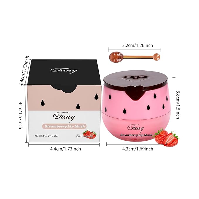 Lip Mask for Overnight Repair - Hydrating Lip Sleeping Mask with Vitamin E & Coconut Extract - Moisturizing Lip Balm Pack for Dry Lips, Non-Sticky Honeybalm Formula (Strawberries)