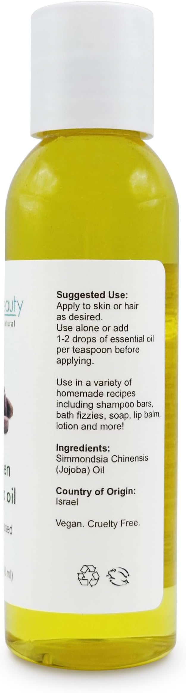 Soapeauty Golden Jojoba Oil | 100% Pure & Natural | Unrefined, Cold Pressed, Hexane Free | Moisturizing Oil for Skin, Face, Hair & Nails - 4 Fl Oz