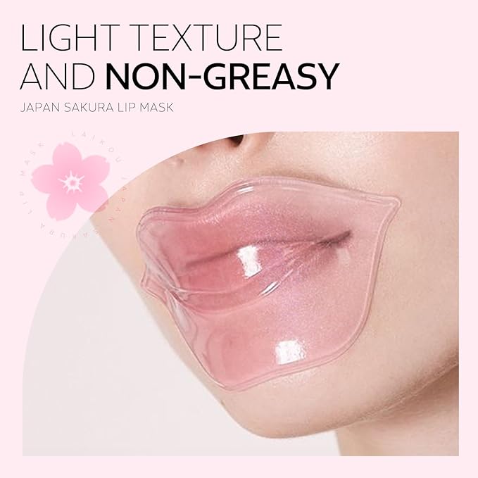 AKARY Sakura 5 Pieces Hydrating Lip Mask, Lip Sleep Mask Collagen Crystal Lip Care Gel Pads For Moisturizing, Minimize Fine Lines, Remove Dead Skin, Chapped Pads Lip Mask (5)