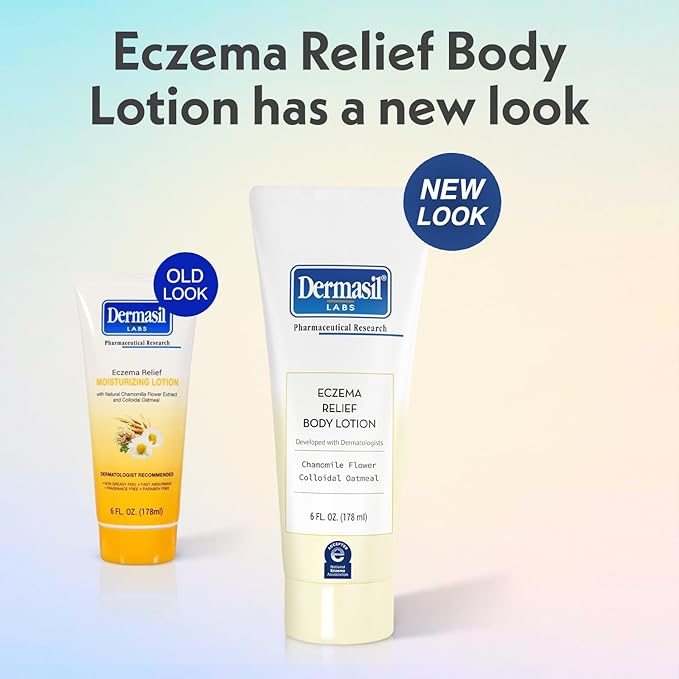 Dermasil Eczema Relief Body Lotion, 3-Pack – Non-Greasy, Fast-Absorbing, Fragrance-Free Formula with Colloidal Oatmeal and Chamomile, Cruelty-Free, 6 Oz Ea