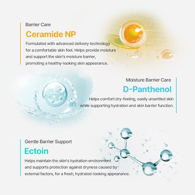 Ceramide Panthenol Barrier Support Serum 1.69 fl oz - Deep Hydration & Soothing for Dry & Sensitive Skin, Barrier Repair with 8 Types of Hyaluronic Acid, Korean Skincare