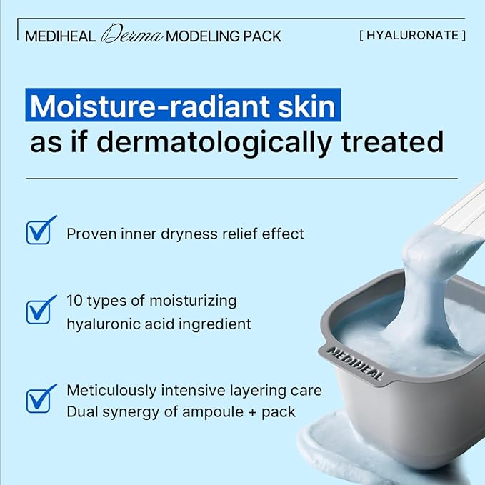 Mediheal Derma Modeling Pack (Hyaluronate)*2 - Deep Hydrating For Moist Skin - Easy DIY Home Spa Kits, Hydrating Icy Jelly Mask For Skin Refreshment