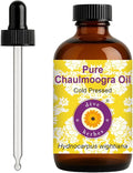 dève herbes Chaulmoogra Oil (Hydnocarpus wightiana) with Glass Dropper | Cold Pressed | Pure | Natural | For Diluting Essential oils | Skin & Massage | Non-Sticky | Lightweight | Unisex | 120ml (4 oz)