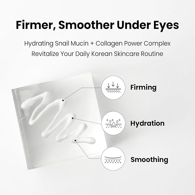 coxir Black Snail Collagen Eye Cream – Firming & Hydrating Snail Mucin, Collagen & Niacinamide for Puffiness, lifting & Dullness under eyes area | Korean Eye Treatment (30ml)