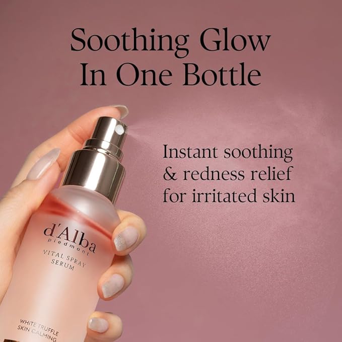 [2 Bottles] d'alba Piedmont Italian White Truffle Vital Spray Serum, Vegan Skin Care, Calming and Hydrating Facial Mist for Red and Sensitive Skin, Glow, Korean Skincare (total 6.76 fl oz.)