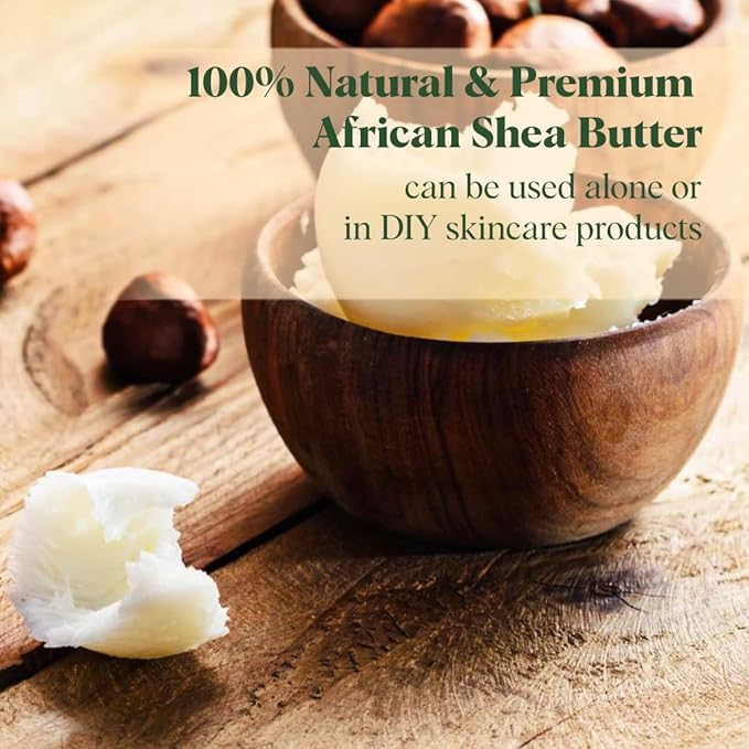White Naturals Shea Butter 8 oz Pure, Raw, Unrefined, African, Grade A, Ivory, Perfect Skin Moisturizer, DIY Lip Balms, Stretch Marks, Recover Sun Damage, Whipped Body Butter