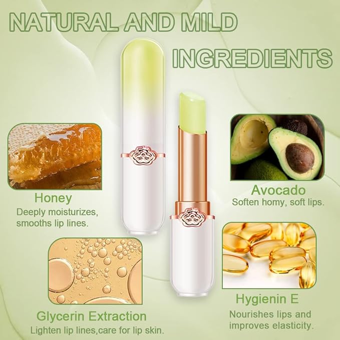 BINGBRUSH 2 Pcs Avocado Color Changing Lipstick Queen,PH Mood Long Lasting Labiales Lip Gloss Lip Balm Tinted Magic Lip Stain Makeup Lipstick Set for Women