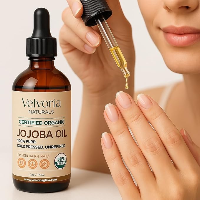Organic Jojoba Oil - 100% Pure, Cold Pressed, Unrefined Non-GMO for Skin, Hair & Nails - 4oz