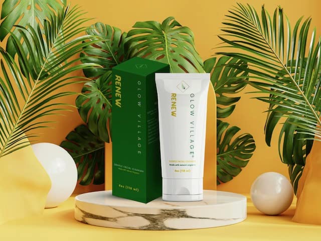 Renew Gentle Facial Cleanser with Botanical Hyaluronic Acid | Vegan, Organic | Deep Cleansing, Blemish-Fighting | For Sensitive and Combination Skin| Fragrance Free | 4 oz