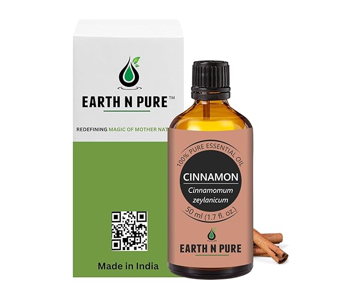 Earth N Pure Cinnamon Essential Oil for Home Fragrance | Best for Aromatherapy | Helps in Meditation | Used in Diffusers, Candles, Air Fresheners, Soaps 50 ML