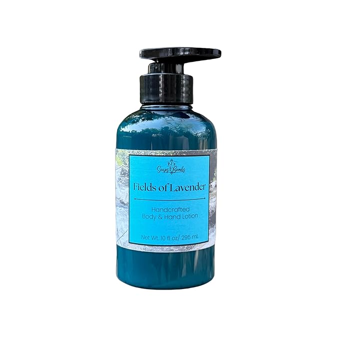PJ's Fields of Lavender Handcrafted Luxury Body Lotion – Moisturizing, Non-Greasy Skincare with Natural Ingredients, Paraben-Free & Cruelty-Free, 10 oz