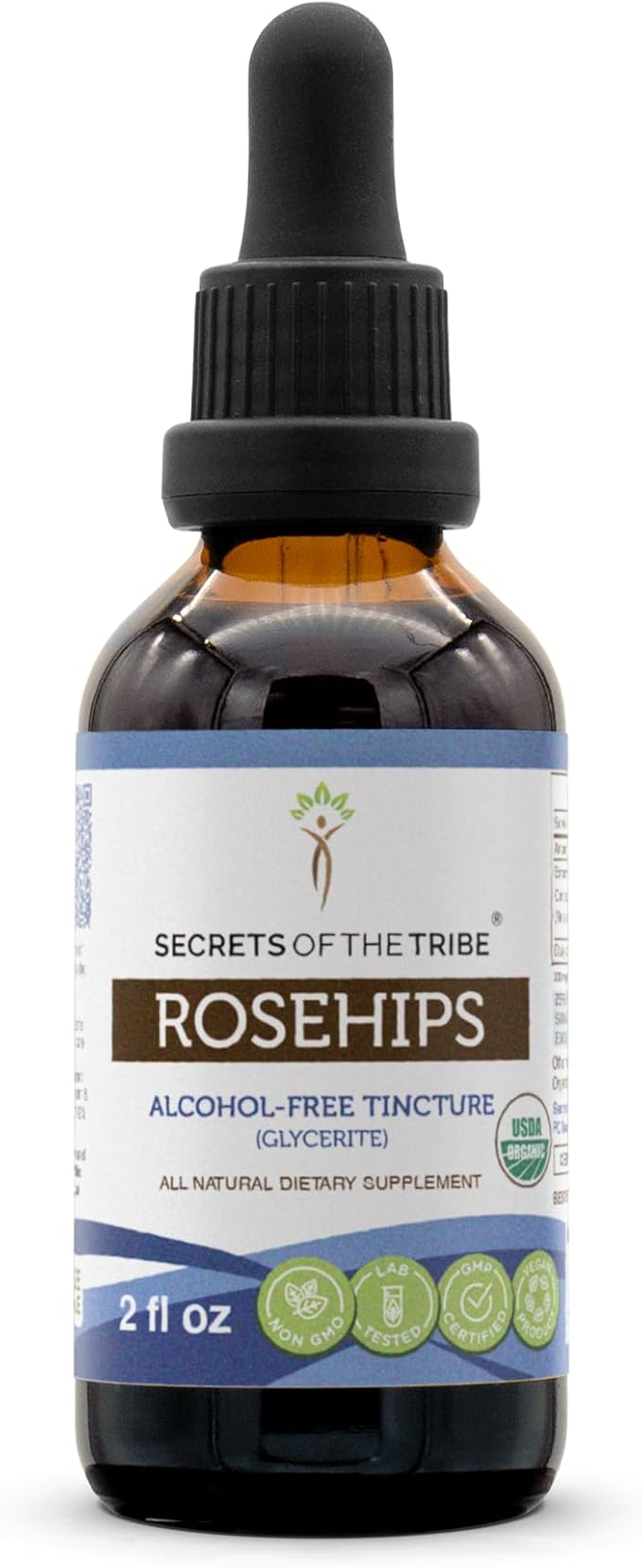 Secrets of the Tribe Rosehips USDA Organic | Alcohol-Free Extract, High-Potency Herbal Drops | Made from 100% Certified Organic Rosehips (Rosa spp.) Dried Fruit (2 oz)