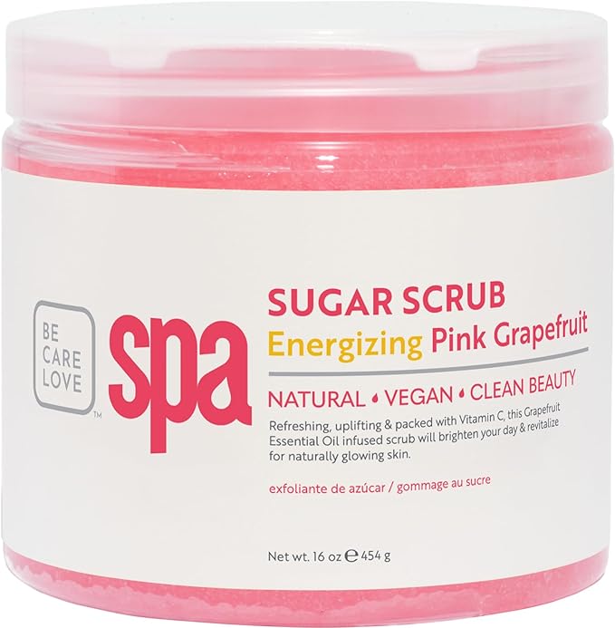 BCL Spa Energizing Pink Grapefruit Sugar Scrub – Professional Exfoliating Body Scrub for Smooth & Glowing Skin, Made in USA, 16 oz
