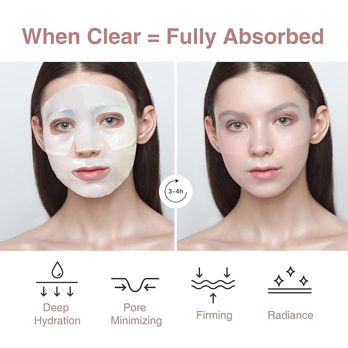 Bio-Collagen Face Mask, Real Deep Hydrating Collagen Overnight Mask, Face Masks Skincare, Facial Sheet Masks for Skin care, Pore Minimizing, Firming, and Moisturizing. (4 Count (Pack of 1))