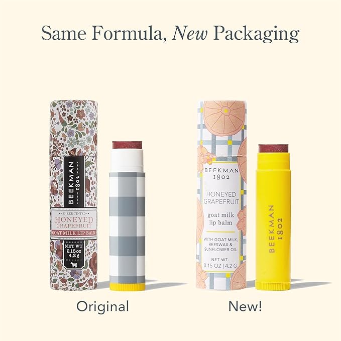 Beekman 1802 Goat Milk Lip Balm – Moisturizing Lip Balm for Dry, Chapped Lips – Sensitive Skin Safe – Honeyed Grapefruit – 0.15 oz