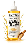 Aromatico 100% Pure Cold Pressed Sesame Oil for Skin, Hair & Massage – Lightweight, Non-Greasy Daily Care Oil, No Added Chemicals or Preservatives - 7 Fl Oz