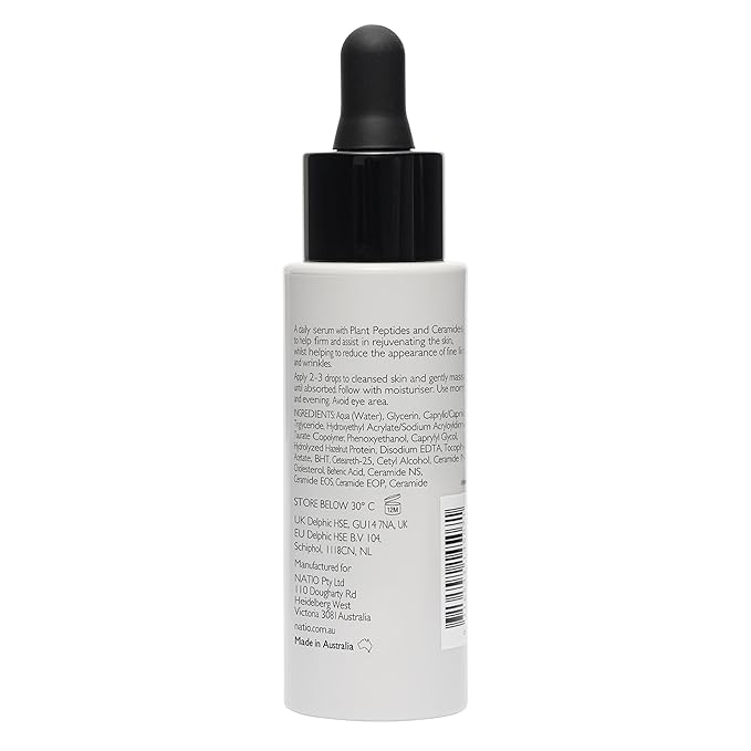 Natio Plant Peptide Line and Wrinkle Serum, 1 oz - Anti Aging Serum - Rejuvenating Face Serum - Daily Serum for Face to Revitalize Skin Texture