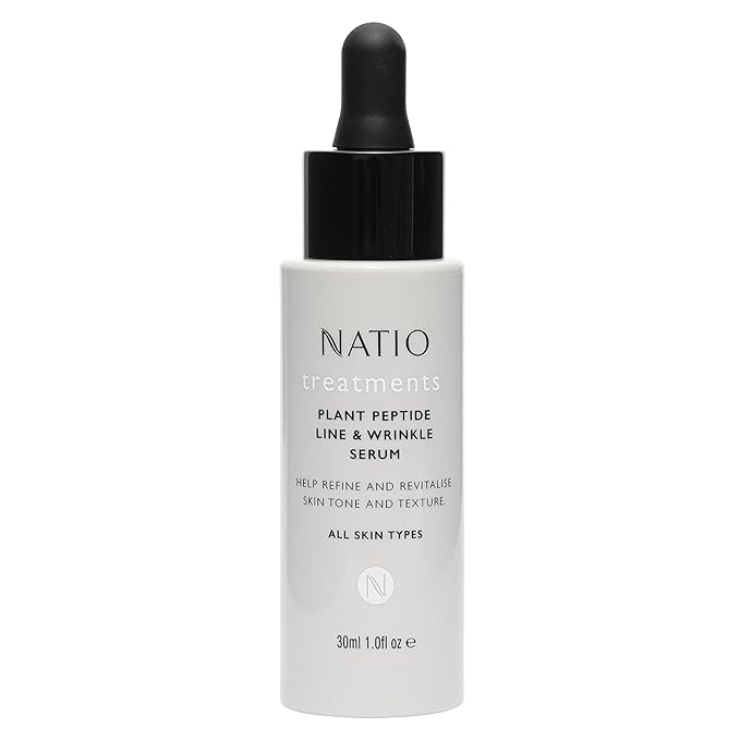 Natio Plant Peptide Line and Wrinkle Serum, 1 oz - Anti Aging Serum - Rejuvenating Face Serum - Daily Serum for Face to Revitalize Skin Texture