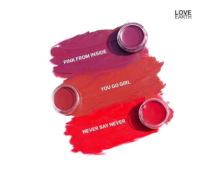 Love Earth Lip Tint & Cheek Tint Multipot - You Go Girl With Vitamin E And Essential Oils For Lips, Eyelids And Cheeks, Creamy Matte - Wine