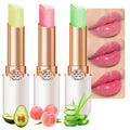 evpct 3Pcs Aloe Vera Avocado Peach Tinted Lip Balms Tint Stain Lipstick for Women PH Color Changing Lipstick Balm Stain Gift Set Queen Girls Korean Mood Long Lasting Color Change Light Pink Lipsticks