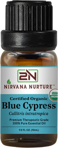 Blue Cypress Essential Oil, USDA Certified Organic, 100% Pure Undiluted, Aromatherapy Oil for Diffuser, Hair & Skin Care