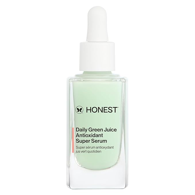 Honest Beauty Daily Green Juice Antioxidant Super Serum, Improves Skin Tone Texture, Gentle for Sensitive Skin, Fragrance-Free Vegan, 1 fl oz