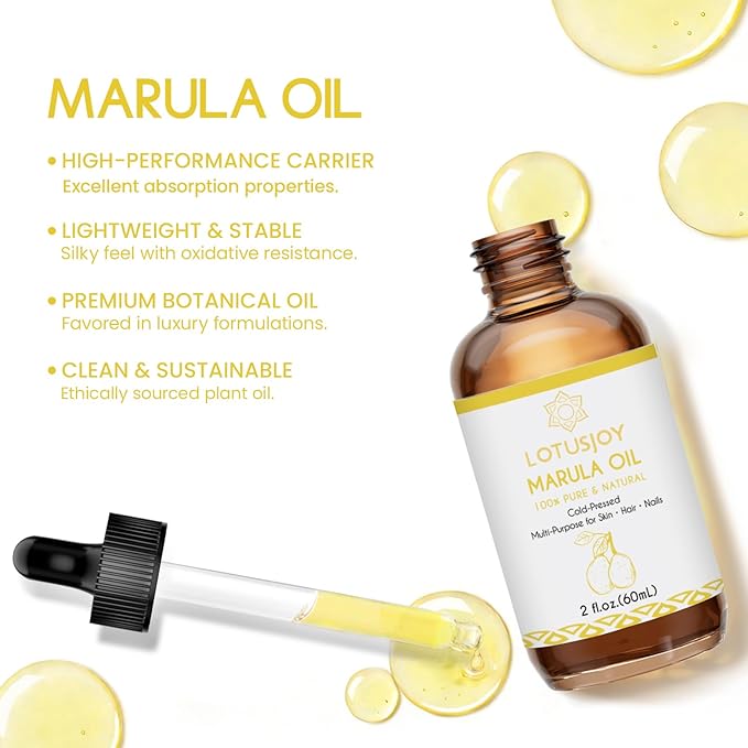 Marula Oil, 100% Pure & Natural Cold-Pressed Carrier Oil, Multi-Purpose for Skin Hair Nails, 2 fl oz (60mL)