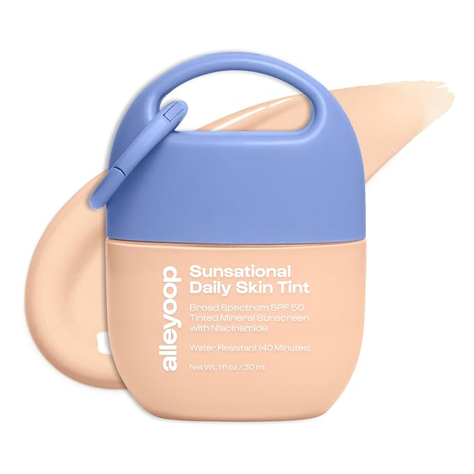 Alleyoop Sunsational Tinted Moisturizer SPF 50 for Face Broad Spectrum – 100% Mineral Face Sunscreen with Jojoba, Hydrating & Soothing Tinted Sunscreen, Vegan & Cruelty-Free (Gleam)