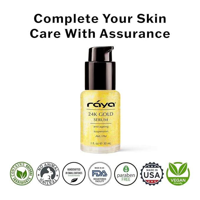 RAYA 24K Gold Anti-Aging Suspension (510) | Anti-Aging Facial Treatment Serum for All Skin Types | Made with Pure 24 Karat Gold | Softens and Helps Reduce Fine Lines and Wrinkles