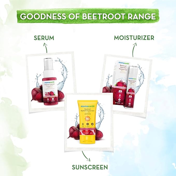 Mamaearth Beetroot Hydraful SPF 50 Sunscreen with PA++++ | Gives Natural Pink Glow with Sun Protection | Deeply Hydrates with Hyaluronic Acid | 1.76 Oz/50g