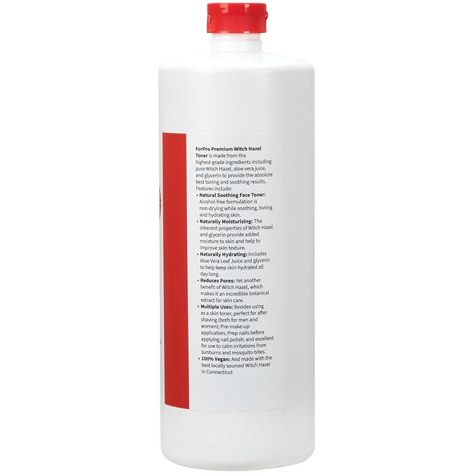 ForPro Premium Witch Hazel Toner, Alcohol-Free, Naturally Soothe, Tone & Hydrate Skin, Vegan, Cucumber Scent, 32 Fl Oz