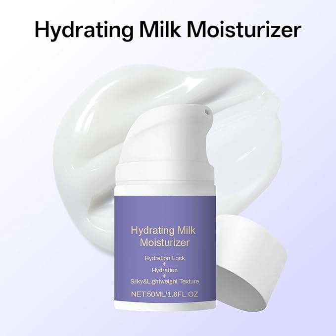 Hydrating Milk Moisturizing Cream, Moisturizer Face Cream, Deep Moisturizing, Silky Light and Non-Greasy, Vegan Plant Formula, Suitable for All Skin Types, 50ml