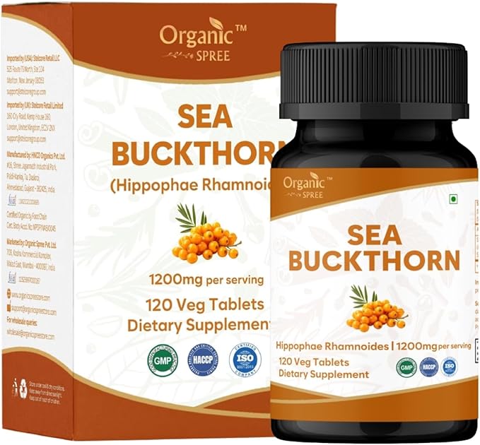 ORGANIC SPREE Sea Buckthorn 120 Tablets – Hippophae Rhamnoides - Hair, Skin and Nails* - 120tab
