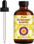 dève herbes Muskmelon Seed Oil (Cucumis melo) with Glass Dropper | Cold Pressed | Pure | Natural | For Diluting Essential oils | For Skin & Massage | Non-Sticky| Lightweight| Unisex | 120ml (4 oz)