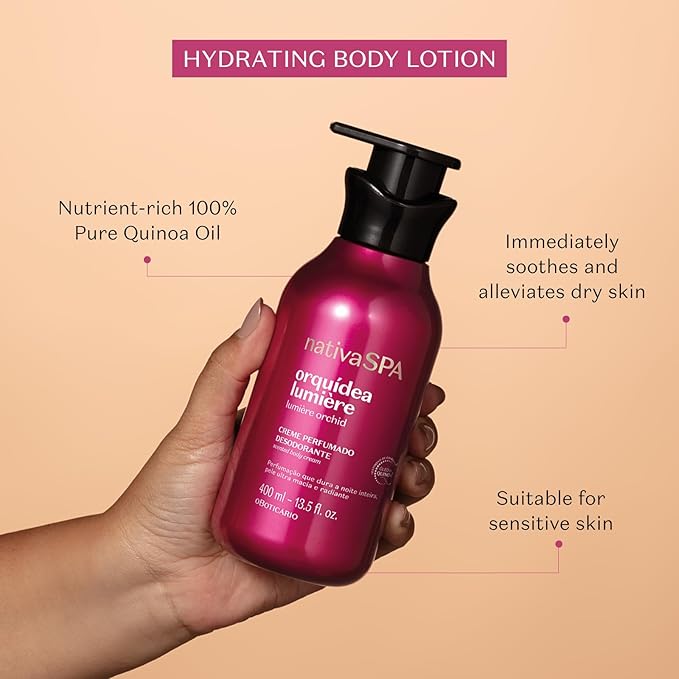 Nativa SPA Orchid Lumière Scented Body Cream, Firming & Hydrating Lotion with Quinoa Oil, 13.5 Ounce (400ml)