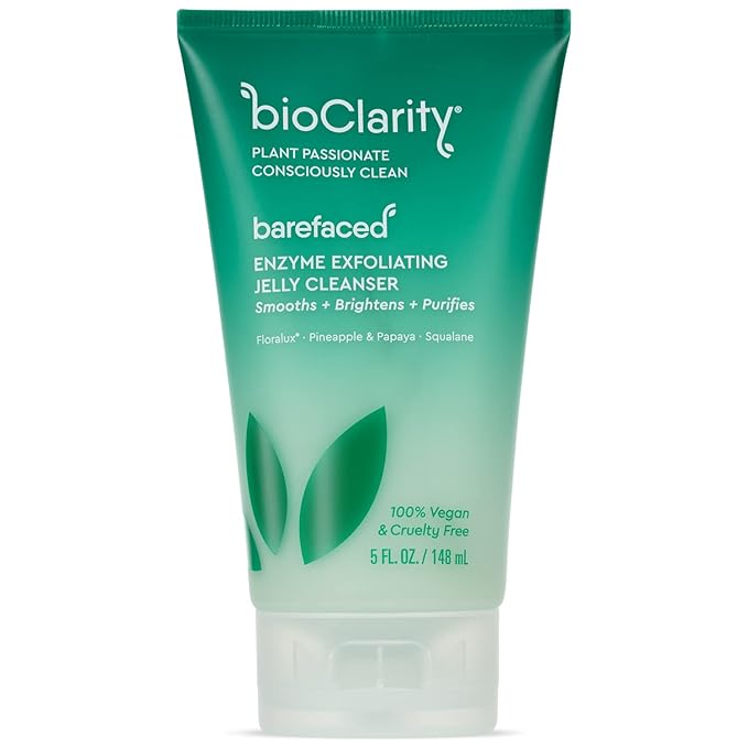 BioClarity Exfoliating Jelly Cleanser, Gentle Exfoliation With Pineapple & Papaya, 100% Vegan, Cruelty-Free, Suitable for All Skin Types, Hydrating & Refreshing Formula for Everyday Use