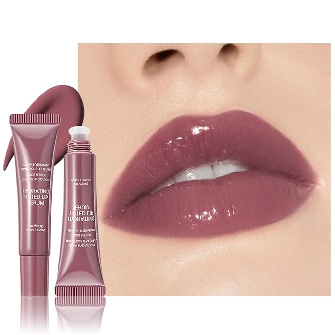 FeiCuiYun Lip Tinted Glowy Balm Hydrating Tinted Lip Serum Lip Gloss, Ultra-Hydrating Natural Vegan Lip Balm, Sheer-Tinted Shine & Hydration, Soothes & Softens Dry Lips Skincare (Plum)