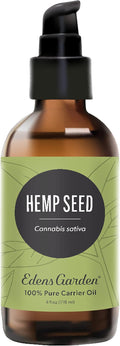Edens Garden Hemp Seed Carrier Oil- 100% Pure Premium Cold Pressed & Hexane Free, Natural Moisturizer for Face, Skin, Hair, & Nails, Massage & Muscle Soother, Diluting Essential Oils 118 ml (4 fl oz)