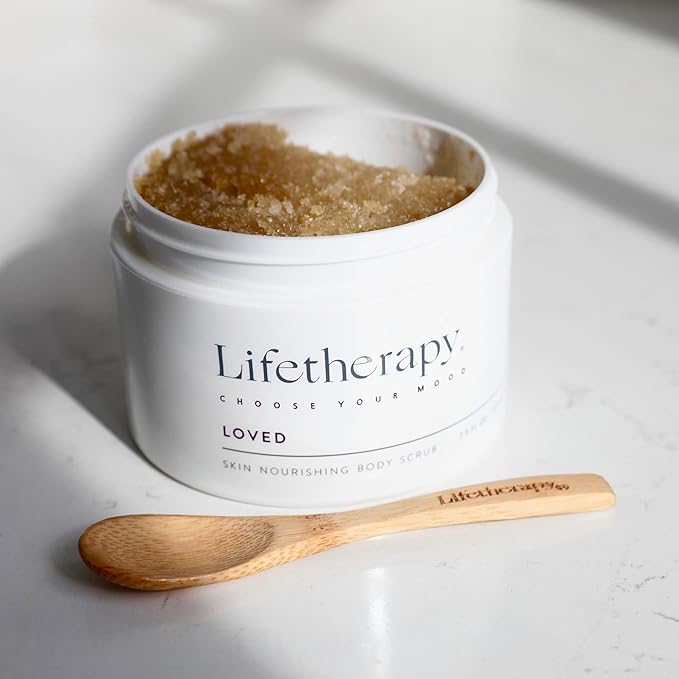 Lifetherapy Skin Nourishing Body Scrub – Loved | Clean, Skin-Loving Formula | Vegan & Gluten Free | Hydrating | Nourishing Vitamins & Minerals | Bath Salts | Thoughtfully Crafted Fragrance 9oz.