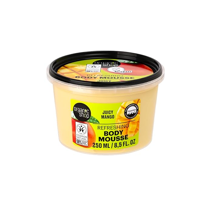 Organic Shop Mango Body Mousse – Whipped Body Moisturizer with Organic Mango – COSMOS Natural, 98% Natural Origin, Vegan, Paraben Free, Silicone Free, No Mineral Oil, Made in Europe