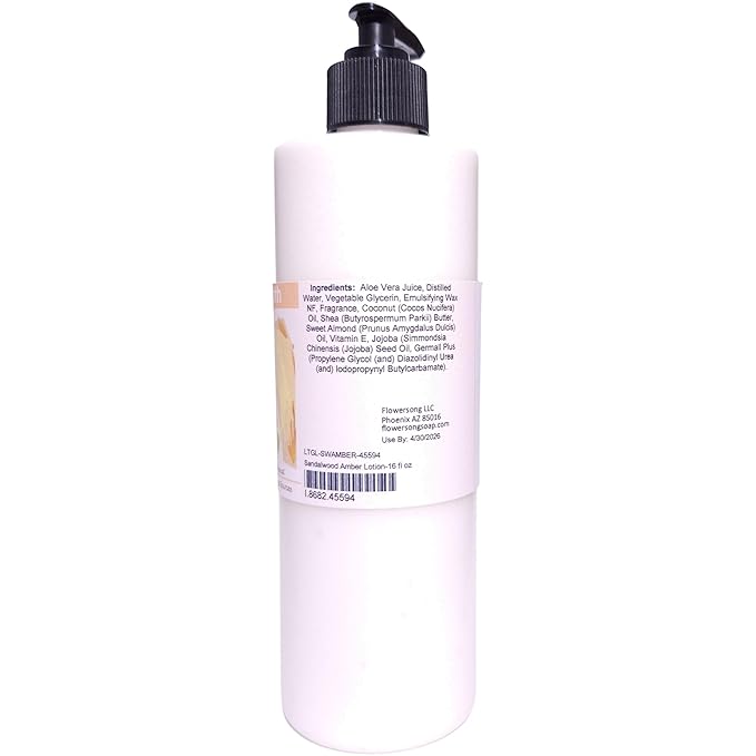 Blossom to Bath Sandalwood Amber Lotion (16 ounce) - Phthalate Free Fragrance - Absorbs Quickly with a Woodsy Warm Scent