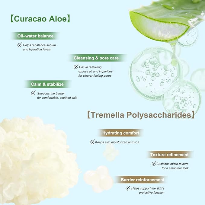 Moisture Foam Facial Cleanser, Korean Skincare Gentle Amino Acid Face Wash with Aloe Vera & Glycerin, Makeup Remover and Hydrating Soothing Cleanser for All Skin Types, 120ml (4.05 fl.oz.)